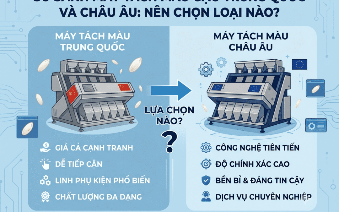 So sánh máy tách màu gạo Trung Quốc và Châu Âu: Nên chọn loại nào?