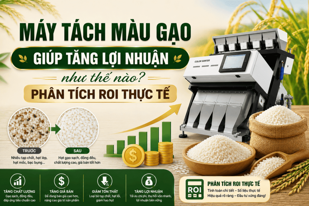 máy tách màu gạo giúp tăng lợi nhuận như thế nào, phân tích ROI thực tế (1)